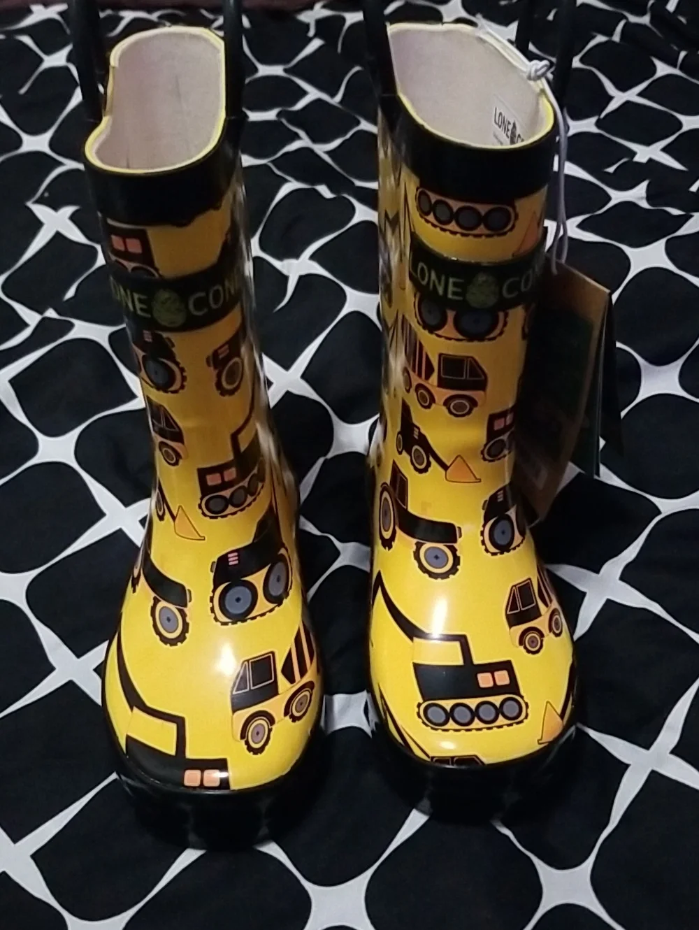 Kids Yellow Construction Print Rain Boots